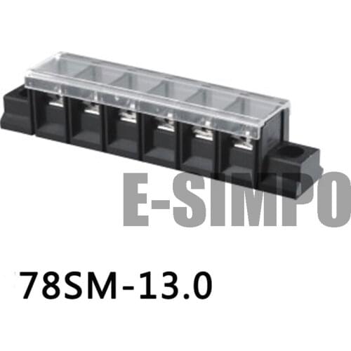 Barrier Terminal Block 78SM 13mm Pitch 600V30A 18-10AWG with Plastic Cover,Side pin, with mounting ears