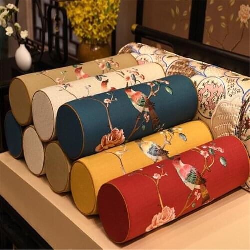 Free Shipping Round Bird Chinese Style Throw Pillow Whole Cushion With Inner Zipper Embroidery Cushion Bloster Chair Decorative