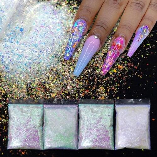 20g Mermaid AB Nail Glitter Chunky Flake Sparkly Irregular Sequins For DIY Gel Polish Manicure Nail Art Decorations Accessories