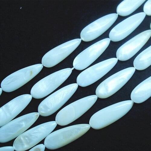 13pcs nature shell beads mother of pearl strings freshwater shell long teardrop shape size 30x10mm loose shell beads