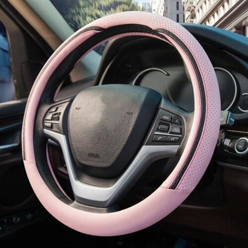 5 Color NEW Sport Auto Steering Wheel Covers Anti-Slip Leather Car Steering-wheel Cover Car-styling Anti-catch Holder Protor