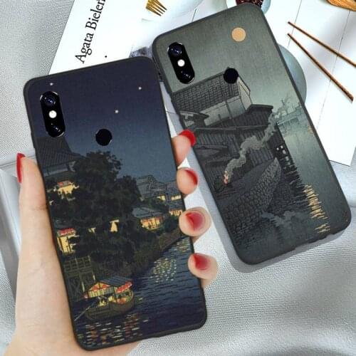 Japanese style Art Crane Fuji Mountain Wave Phone Case For Xiaomi Redmi 4x 5 plus 6A 7 7A 8 mi8 8lite 9 note 4 5 7 8 pro