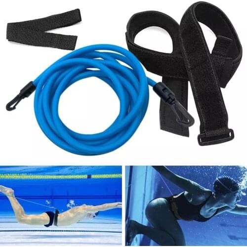 Elastic Adjustable Swim Training Pool Resistance Belt Swimming Exerciser Safety Rope Latex Tubes Tether Rope Band Pool Tools