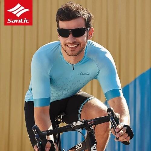 Santic Men Cycling Jersey Short Sleeve Race Fit Bike Jersey Shirt Cycling Summer Jerseys Cycling Team Shirt Cycling Clothing