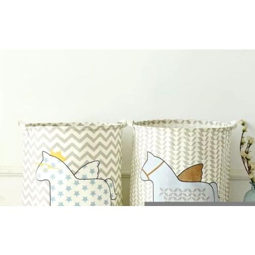 Nordic Style Canvas Storage Bag For Toys Clothes Kids Room Organizer Bag Pouch Horse Canvas Storage Pouch Stand Bag For Kids