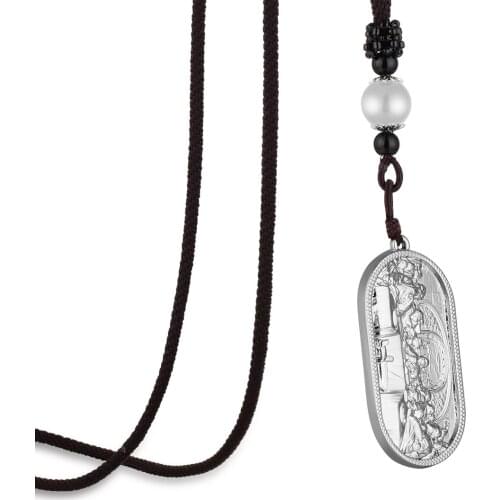 Holy Communion Lord Last Supper Christian Pendant Eucharist Reliefs Necklaces for Men Braided Rope Chain Church Pray Jewelry