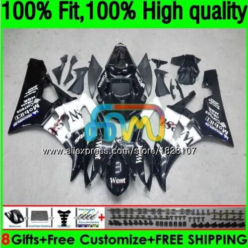 Injection For YAMAHA YZF R 6 YZF Black west 600 YZF-600 YZFR6 06 07 53BS.22 YZF R6 06-07 600CC YZF600 YZF-R6 2006 2007 Fairing