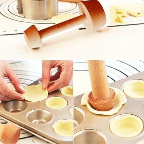 Egg Tart Tools Wooden Pastry Pusher Baking Cake Wood Tart Tamper Wooden Pastry Egg Tart Pusher Baking Cake Kitchen Tools 2021