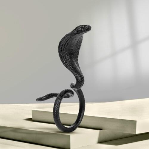 Fashion Retro Exaggerated Spirit Snake Ring Punk Style Snake-shaped Nightclub Ring Student Index Finger Ring Trend Jewelry Gift