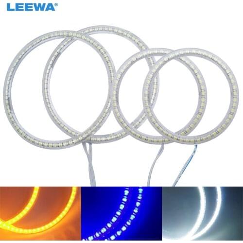 LEEWA 2X94mm 2X126mm 4pcs/Set Car LED Halo Rings Angel Eyes DRL Head Lamp For VOLKSWAGEN Golf 5 White/Blue/Yellow #CA3771