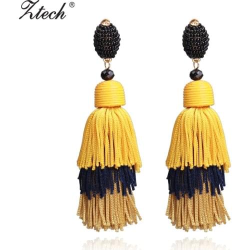 Ztech Trendy 6 Color Fringed Tassel Earrings For Women Bohemian Statement Dangle Drop Tassel Earrings 2019 Big Za Jewelry