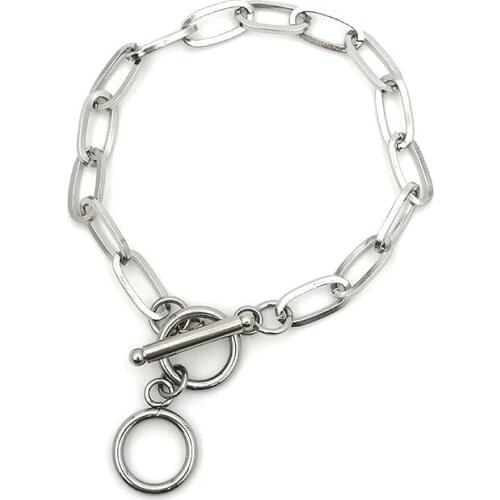 Fashion OT buckle square line titanium steel stainless steel bracelet punk simple jewelry hot sale