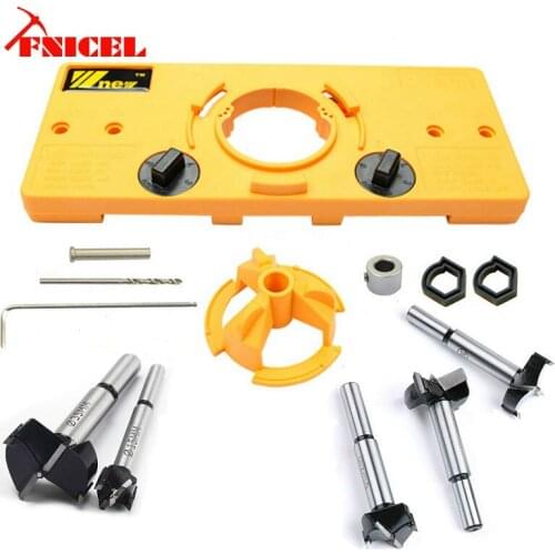 35MM Concealed Cup Style Hinge Jig Boring Hole Drill Guide + 5Pcs Forstner Bit Wood Cutter Carpenter f Woodworking Tools