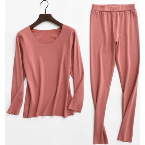 Autumn Winter Seamless Long Johns Women Warm Thick Velvet Underwears Sets Bottoming Ladies Slim 2 Pieces Thermal Underwear S1549