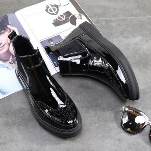 Autumn Winter Leather Ankle Chelsea Round Toe Boots Men Shoes Vintage Classic Male Casual Motorcycle Boot R5-64