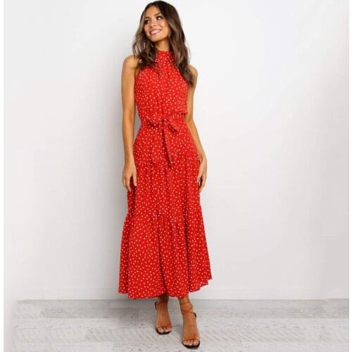 Summer New Women Long Dress Polka Dot Casual Dresses Black Sexy Halter Strapless Yellow Sundress Vacation Clothes For Woman 2021