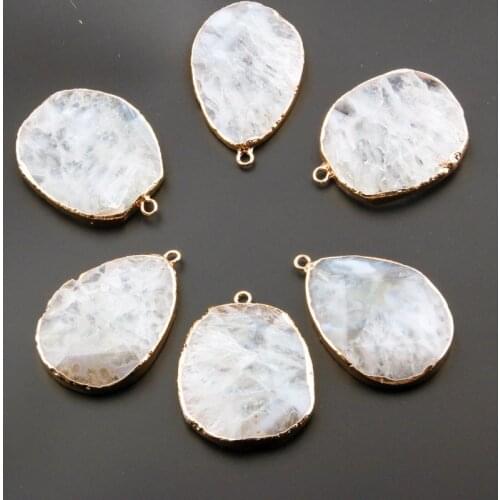 Natural stone pendant drop type clear quartzs pendant necklace for DIY jewelry best birthday gift size 45x30x10-50x30x9mm