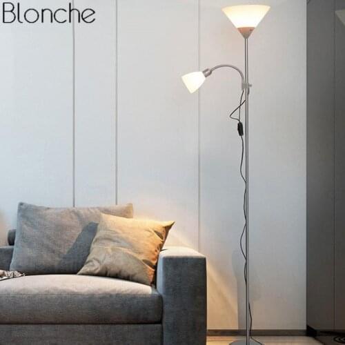 Modern Nordic Design 2 Lights Night Floor Lamp Stand Light Living Room Hotel Adjustable Fixtures E27 LED for Bedroom Home Lamp
