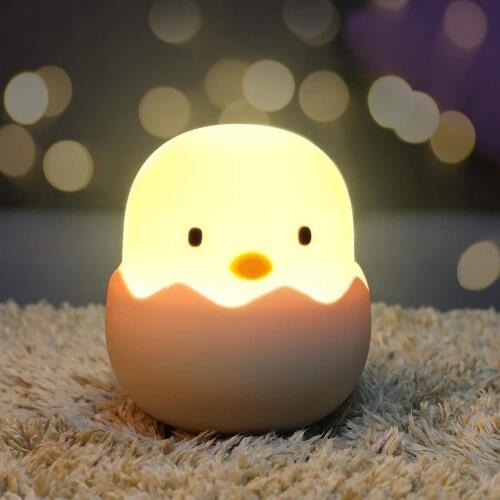 LED Tumbler Eggshell Chick Nightlight Baby Cartoon Night Light toy Dimmable Silicone Light Home Decor for Children Birthday Gift