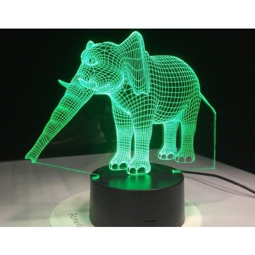 7 Color Changing Elephant LED Night Light Lamp for Kids Friend Gift Elegant Table Lamp as Home Bedroom Office Bar Decoration