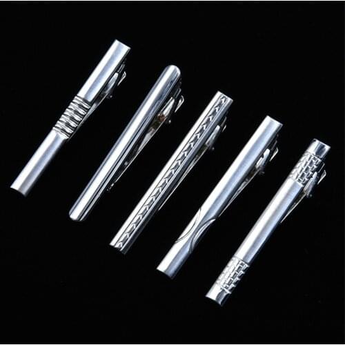 High-end Tie Clip Men Jewelry Luxury Classic Sliver Tie Bar Carving Simple Smooth Clasp Necktie Clips Pin for Mens Gifts