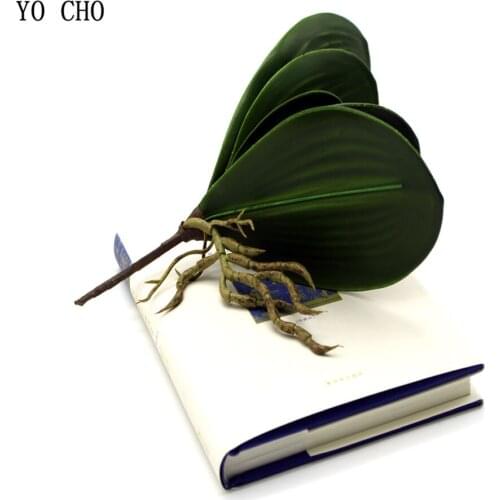 YO CHO 1PC Phalaenopsis Leaffi Artificial Green Plant Auxiliary Material Flower Decoration DIY Party Decor High Quality Latex