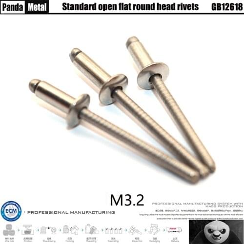 Blind rivet 304/316 all steel open round head rivet GB12618 semi-steel 304 + 42A round rivet fracture chuck specification M3.5