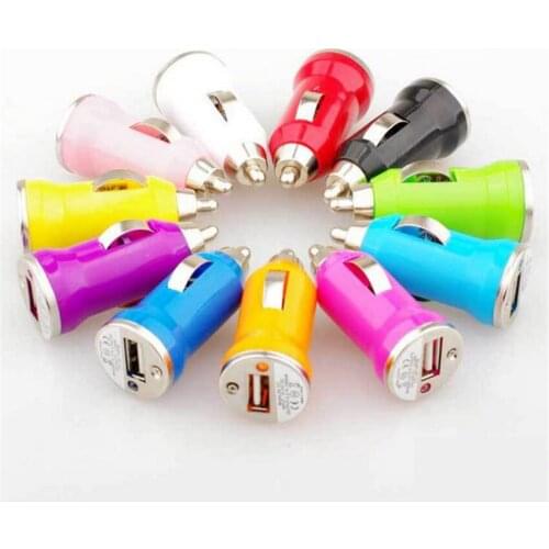 5pcs / pack usb cigarette lighter car charger car charger car phone car flashlight charger bullet 5V mix color wholesale