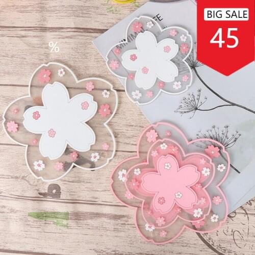 1pc Japan Style Cherry Blossom Heat Insulation Table Mat Family Office Anti-skid Tea Cup Milk Mug Coffee Cup Coaster