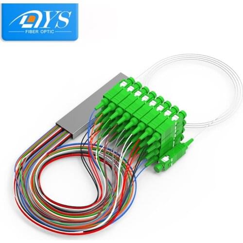 10 PCS/Lot PLC SC/APC SM 0.9mm G657A1 PVC 1m FTTH Fiber Optic Splitter Colorful 1X2 1X4 1X8 1X16 1X32 with Steel Tube