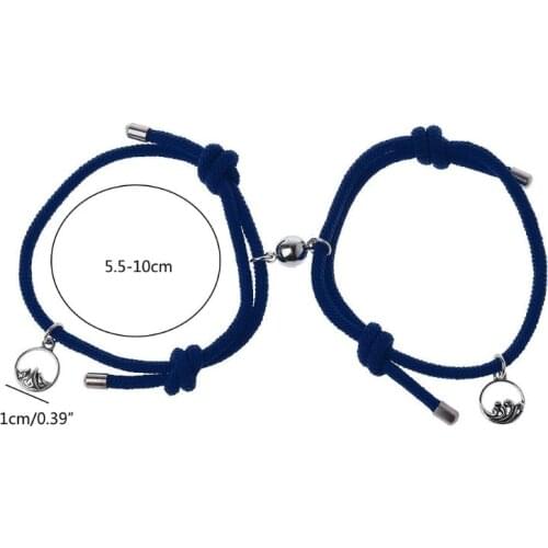 2Pcs Minimalist Lovers Matching Friendship Bracelet Rope Braided Couple Magnetic Distance Bracelet Kit Lover Jewelry