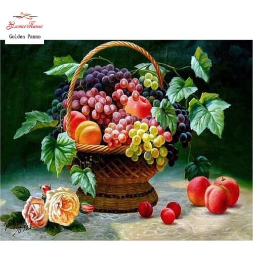 GOLDEN PANNO Diamond Painting Full Square 5D Diy Daimond Embroidery Diamant Mosaic Sale rhinestones pictures Fruit Basket 03