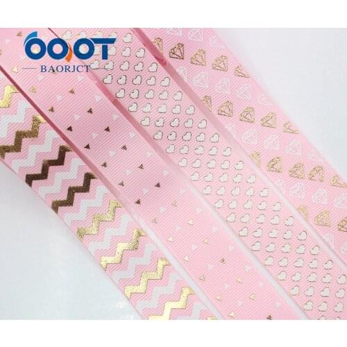 OOOT BAORJCT 1710055 22mm 10yards Bronzing Ribbons Thermal transfer Printed grosgrain Wedding Accessories DIY handmade material