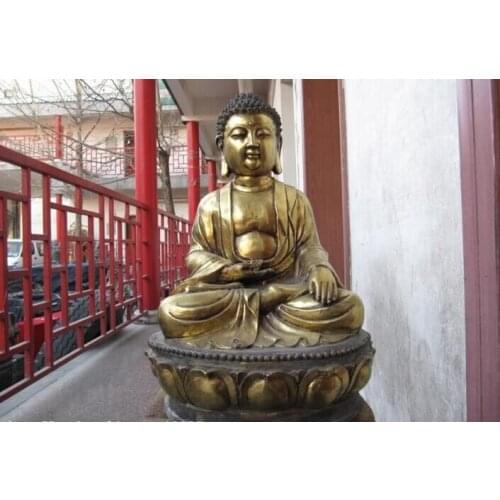 Fast shipping USPS to USA S0531 23"Tibet Buddhism classical Bronze Gild Tathagata Ru Lai Amitabha Buddha Statue