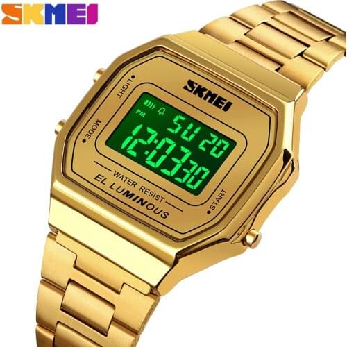 SKMEI Men Watches Business World Time Square Date Stainless Steel Digital Sports Chrono Wristwatch Waterproof Relogio Masculino