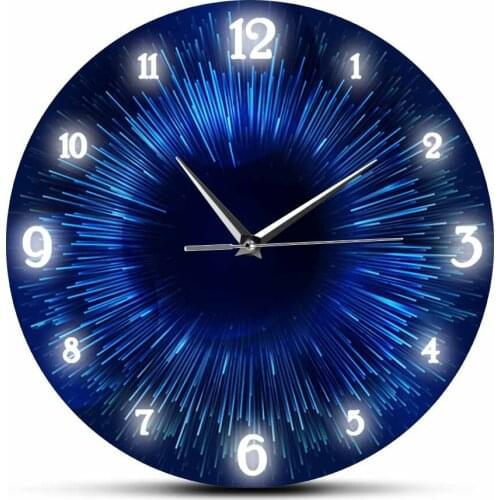 Starburst Futuristic Circle Modern Design Silent Wall Clock For Living Room Hyperspace Abstract Rays Decorative Clock Wall Watch