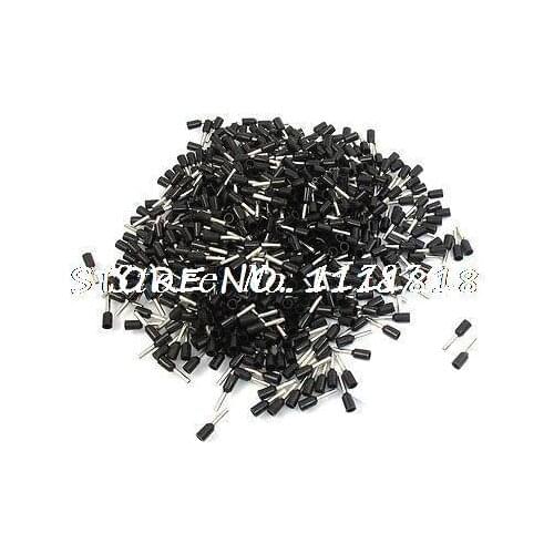 300V Black PVC Sleeve Insulating Tube Terminals 1000 Pcs E1508