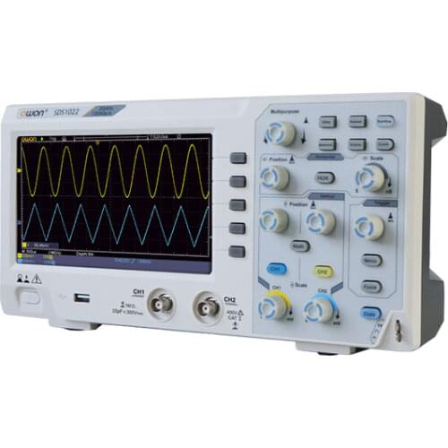 Owon SDS1102 Digital Storage Oscilloscope 2 Channels 100Mhz Bandwidth 7'' Handheld LCD Display Portable USB Oscilloscopes