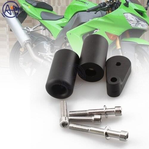 For Kawasaki ZX-10R 04-05 Motorcycle No Cut Delrin Frame Slider Anti Crash Frame Falling Protectors Part Caps Black/Carbon Fibre