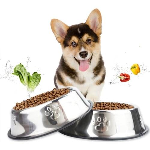 For Pet Footprint Feeding Feeder Popular 2020 New Cat Dog Pet Bowls 4 Sizes Water Bowl Puppy 1PC Stainless Steel Food Dish