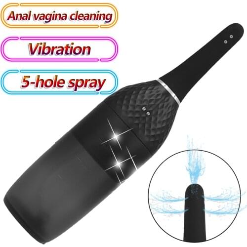 Electric Anal Cleaning Tools Anus Enema Vibration 5 Hole Spray Vagina Cleaner Prostate Massager Hygiene Sex Toys For Man Women