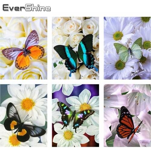 Evershine 5D DIY Diamond Painting Butterfly Full Square Mosaic Diamond Embroidery Flowers Cross Stitch Kit Handmade Gift