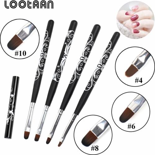 Lootaan 1 Pc UV Gel Nail Art Brush Pen #4/#6/#8/#10 Wood Handle Manicure Nail Art Polish Painting Tool Drawing Liner Brush