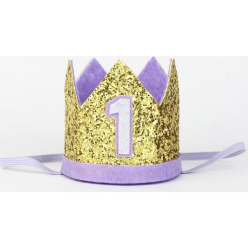 1st Birthday Hat Glitter Hat Girl First Birthday Party Crown Princess Crown One Year Old Glitter Hat Photo Prop Gold Purple