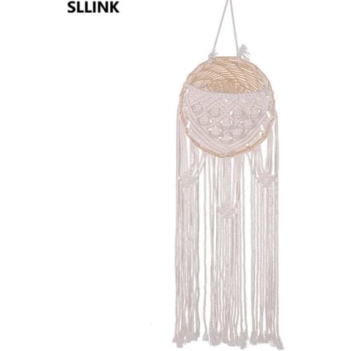 Creative and Simple Small Fresh Rattan Hand-Woven Tassel Green Plant Hanging Basket decor dream catcher aesthetic room decor