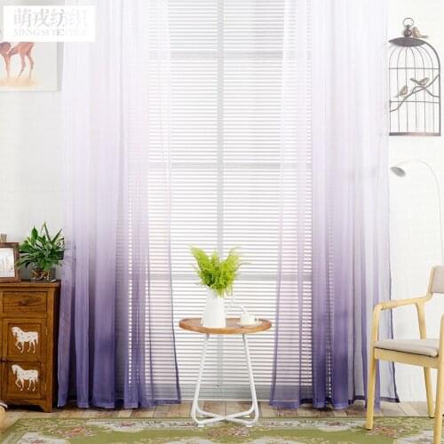 Lychee Gradient Color Tulle Printed Curtain Modern Roman Blinds Door Curtain Window Room Divider Curtain Valance Home Decoration