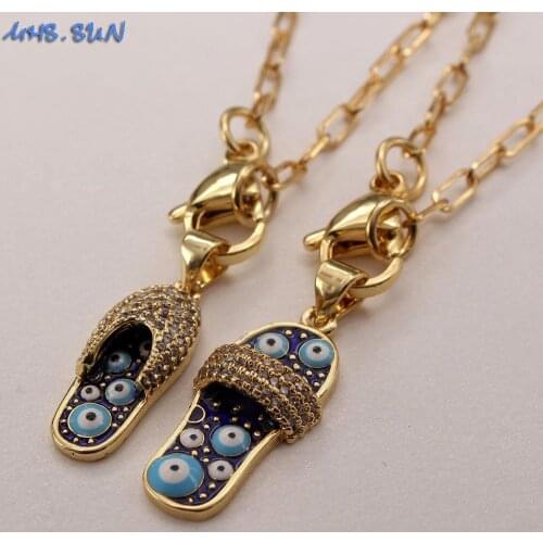 MHS.SUN Women/Girls Fashion Zircon Mini Slippers Pendant Necklace Trendy Chain Necklace For Party Gifts AAA CZ Jewelry