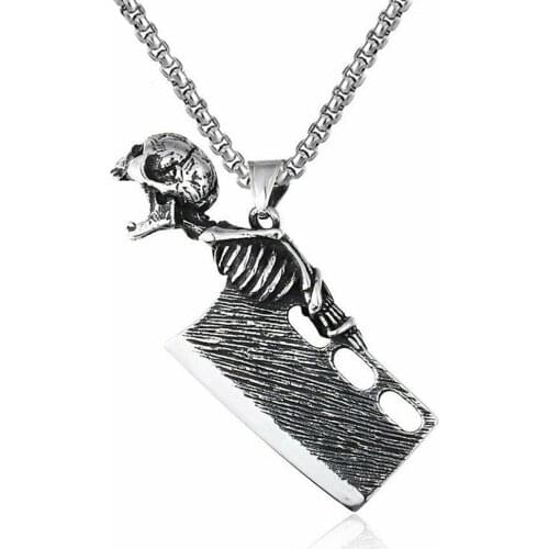 Stainless Steel Mens Biker Skull Skeleton Beer Bottle Cap Opener Necklace