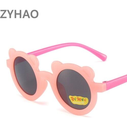 2021 New cartoon bear ears kids sun glasses cute sunglasses for boys and girls personality candy color round fashion sunglasses