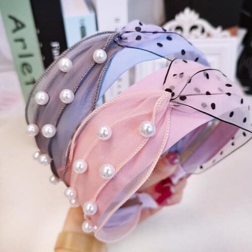 2021 NEW fashion all-match net yarn sequins love knotted lace headband headdress